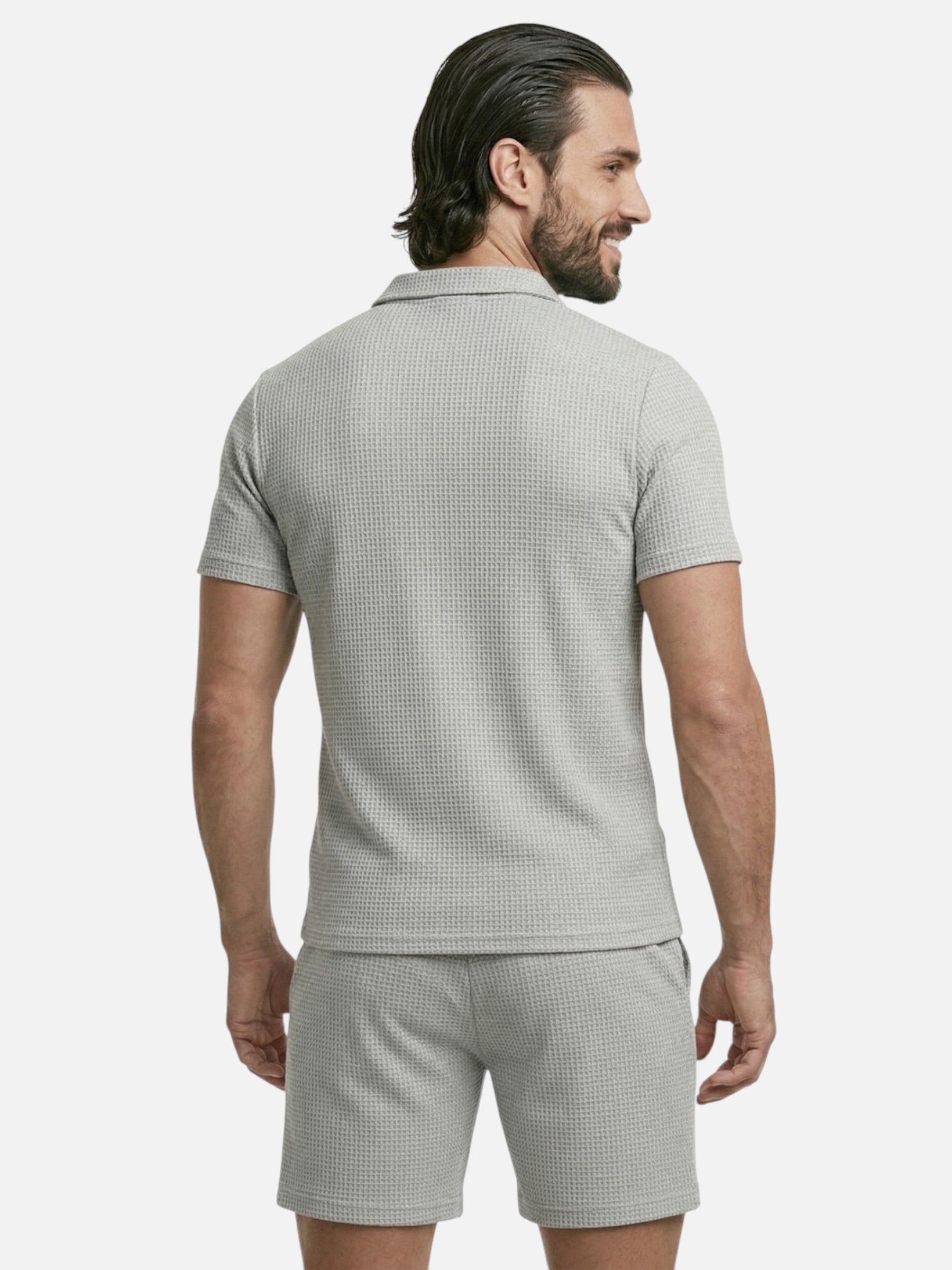 Men's summer textured short-sleeve set – modern and breathable cut