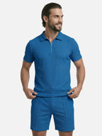 Conjunto de verano texturizado de manga corta para hombre – corte moderno y transpirable