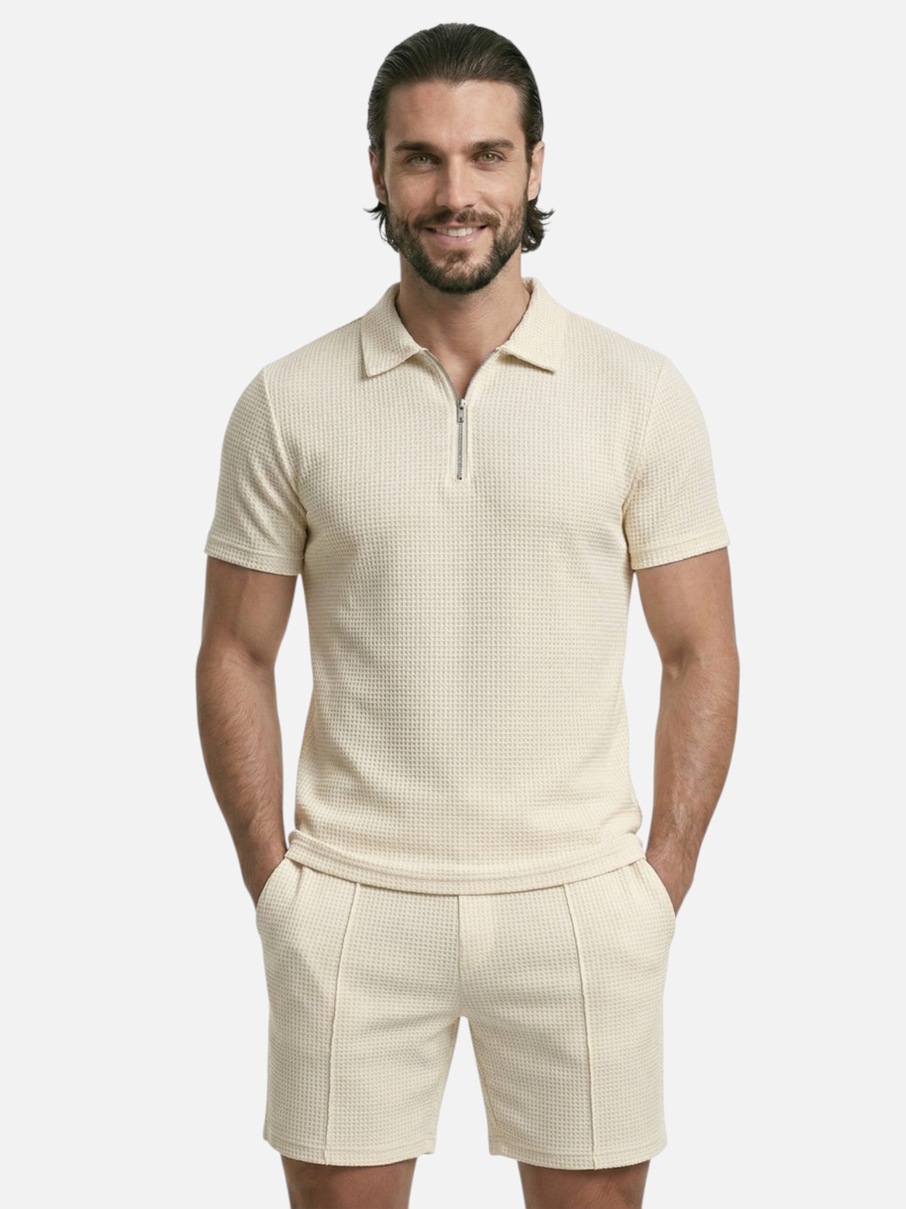 Ensemble homme été texturé manches courtes – Coupe moderne et respirante