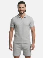 Conjunto de verano texturizado de manga corta para hombre – corte moderno y transpirable