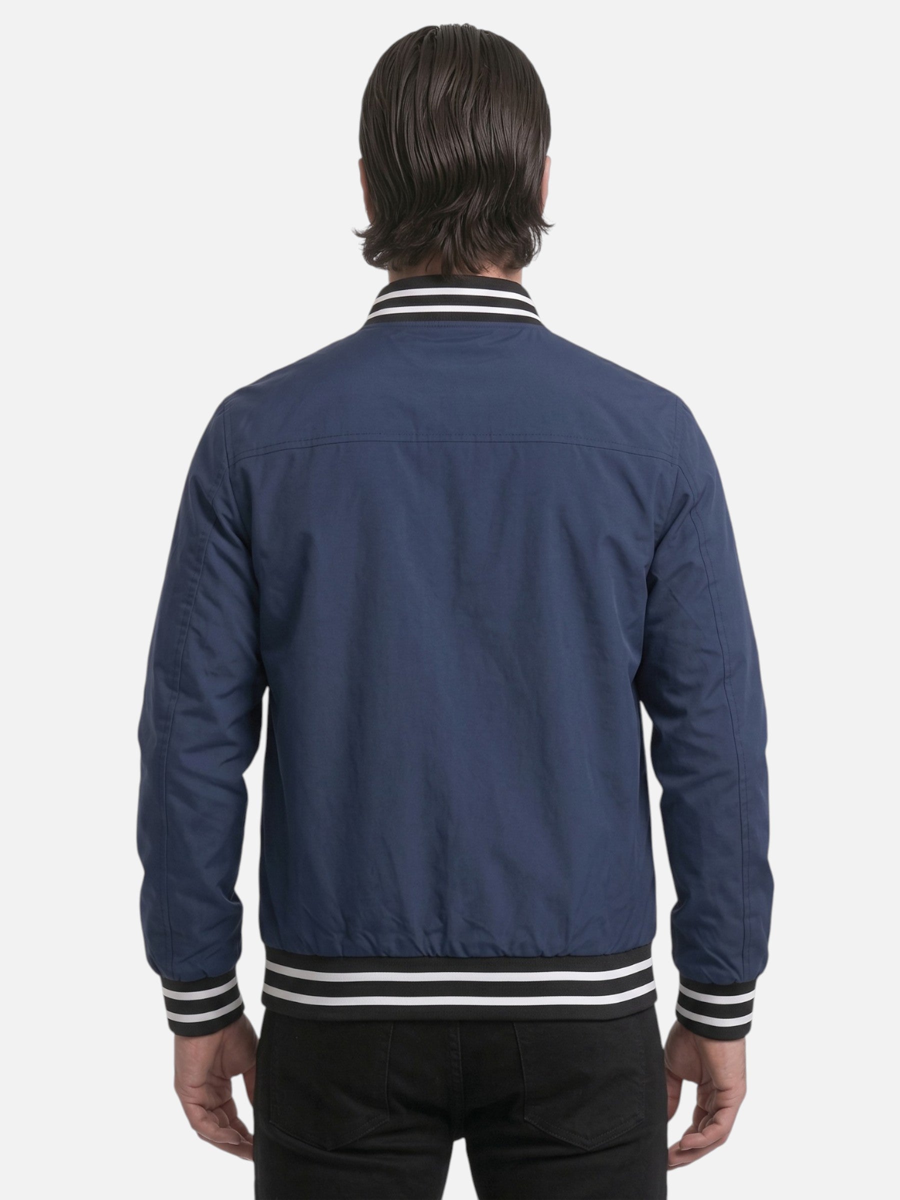 Blouson Bomber Homme Rayé Zippé
