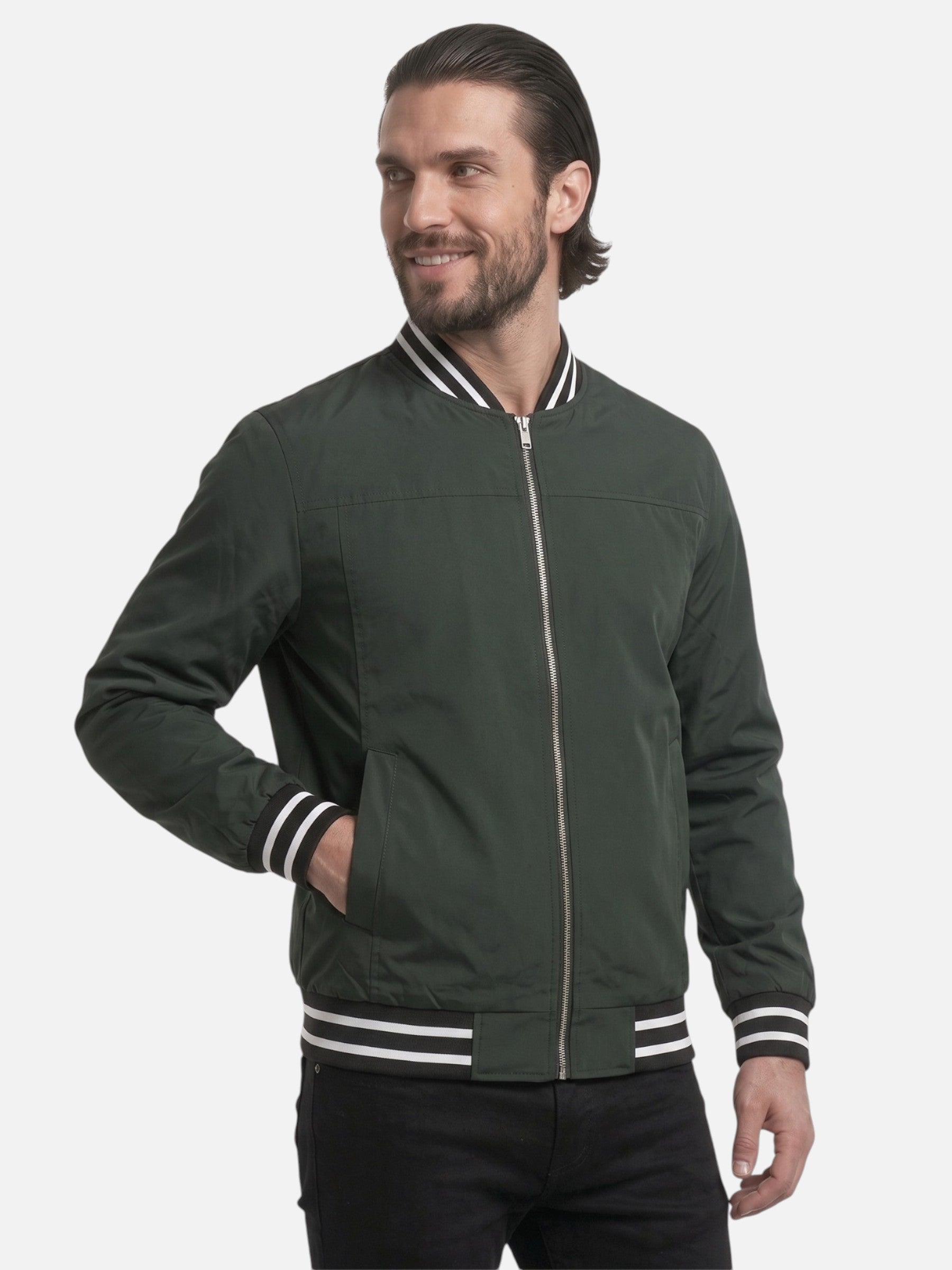 Blouson Bomber Homme Rayé Zippé