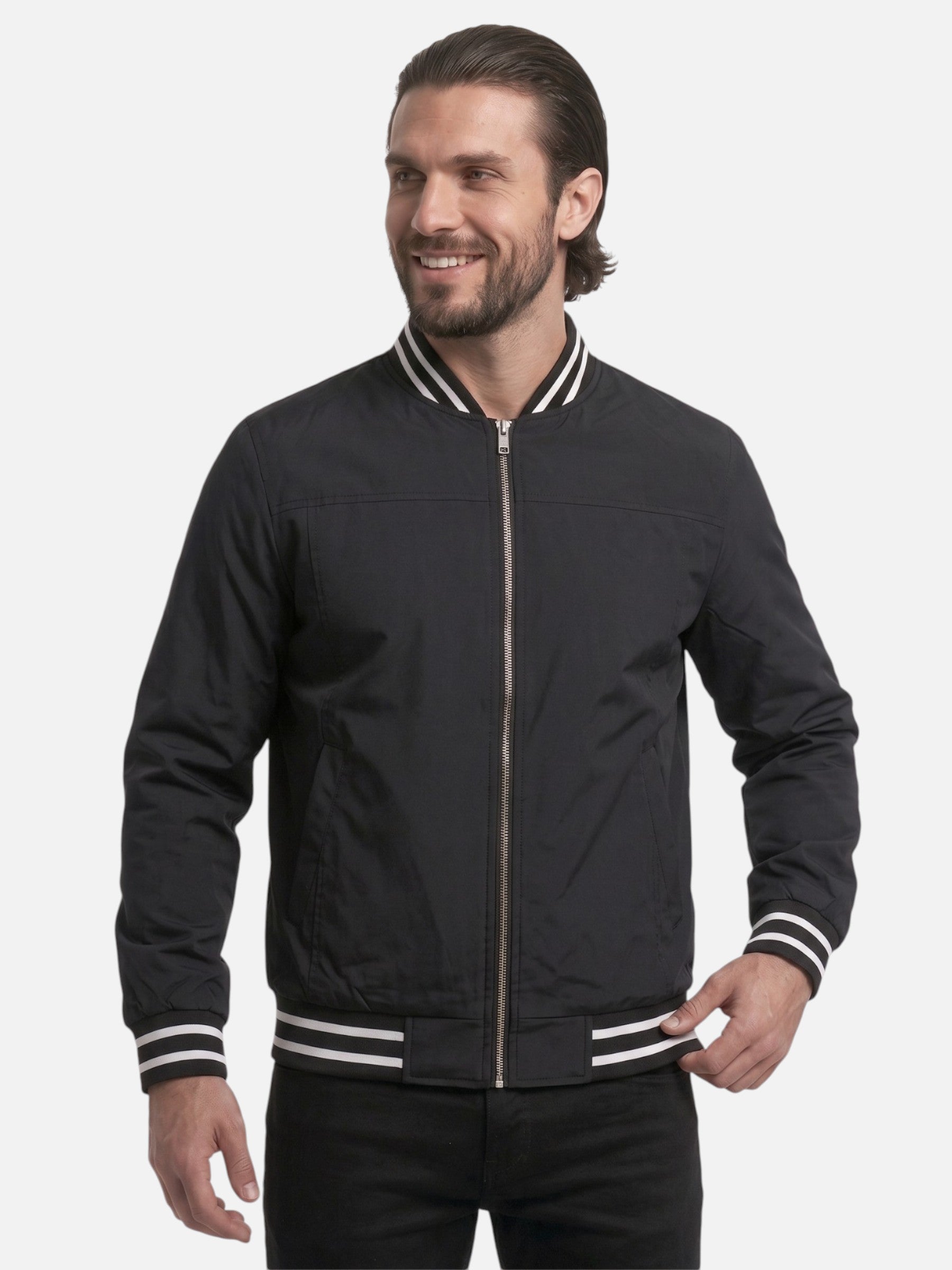 Blouson Bomber Homme Rayé Zippé