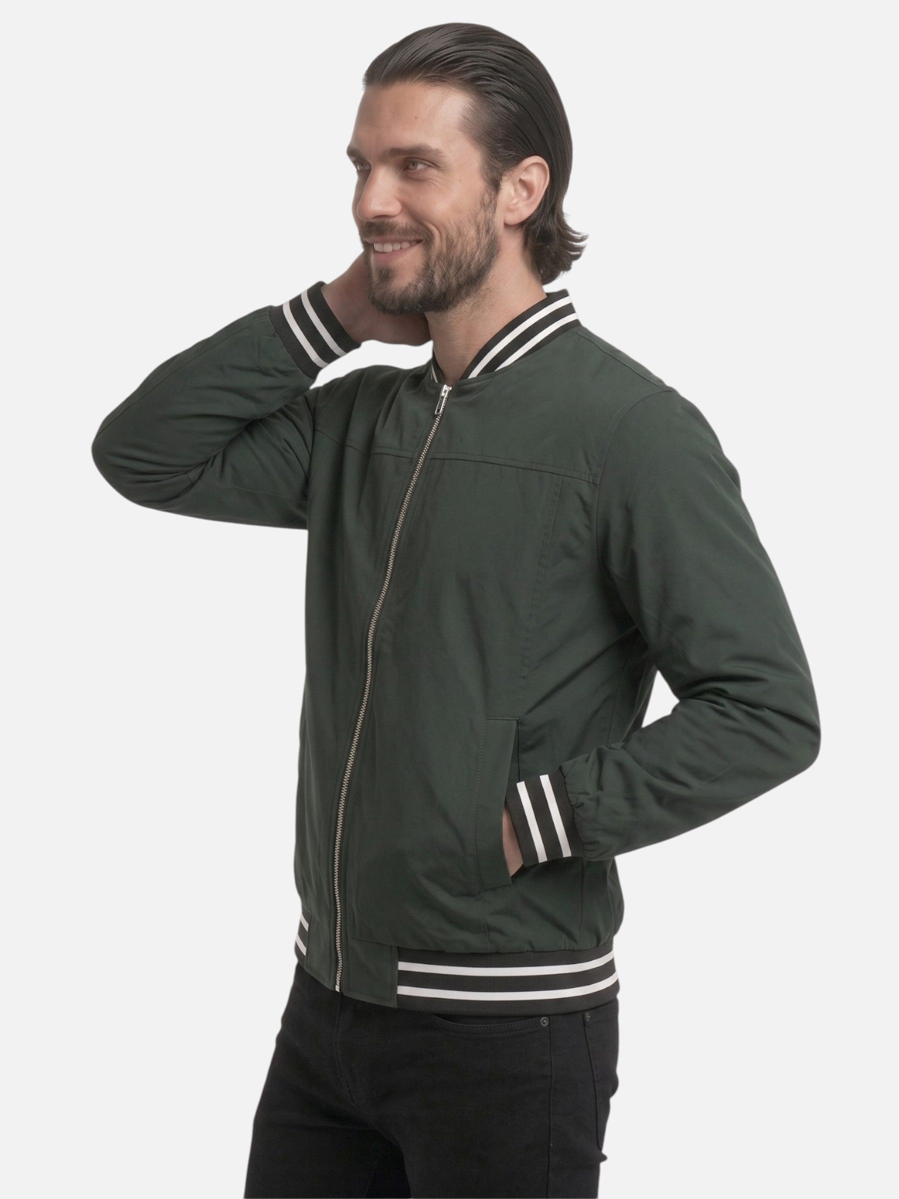 Blouson Bomber Homme Rayé Zippé