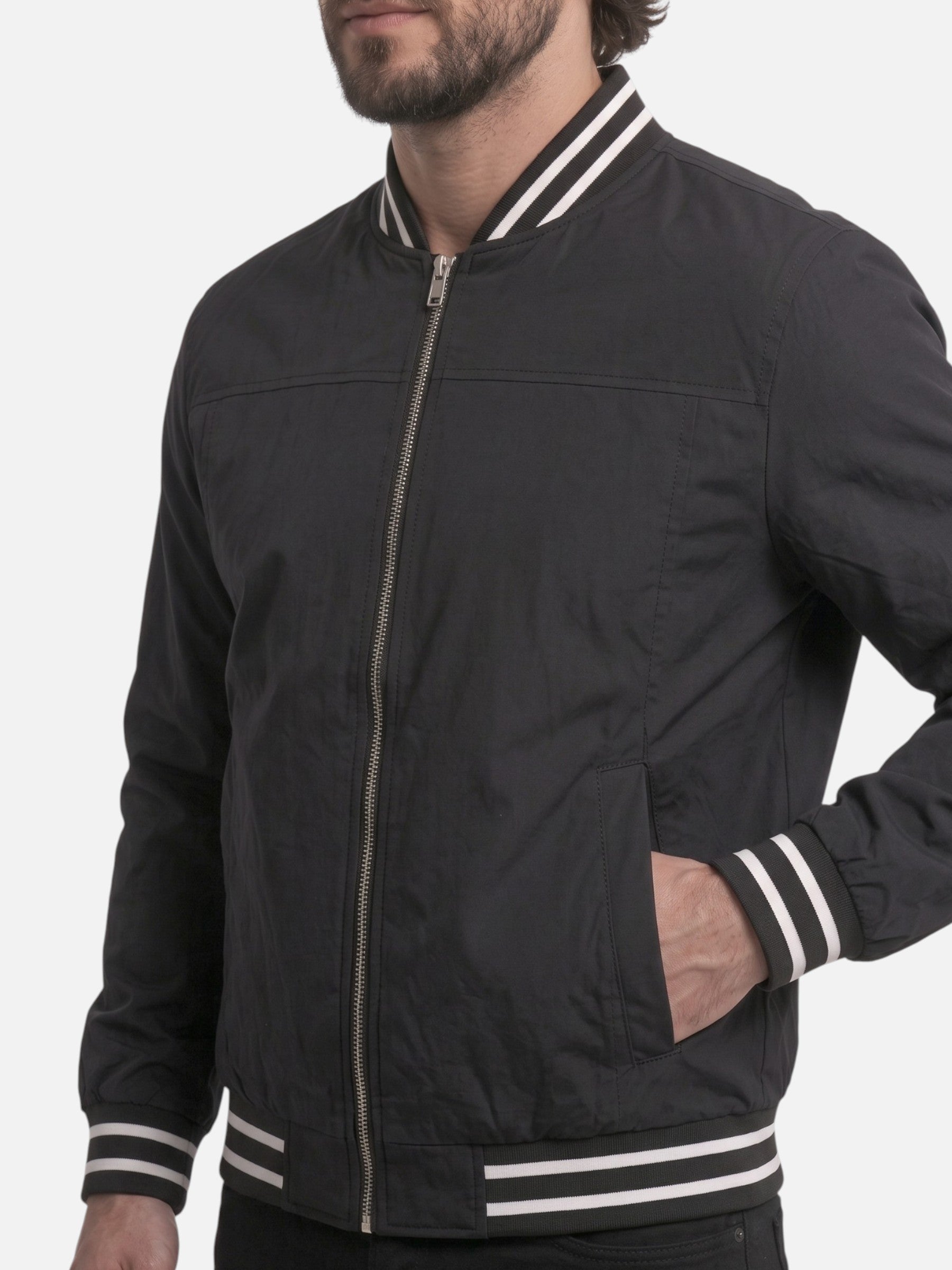 Blouson Bomber Homme Rayé Zippé