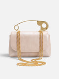 Sac Femme Bandoulière Effet Cuir Épingle Chaîne Dorée