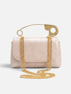 Sac Femme Bandoulière Effet Cuir Épingle Chaîne Dorée