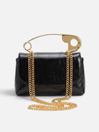 Sac Femme Bandoulière Effet Cuir Épingle Chaîne Dorée