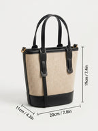 Sac Seau Femme en Toile et Simili Cuir