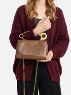 Sac Femme Bandoulière Effet Cuir Épingle Chaîne Dorée