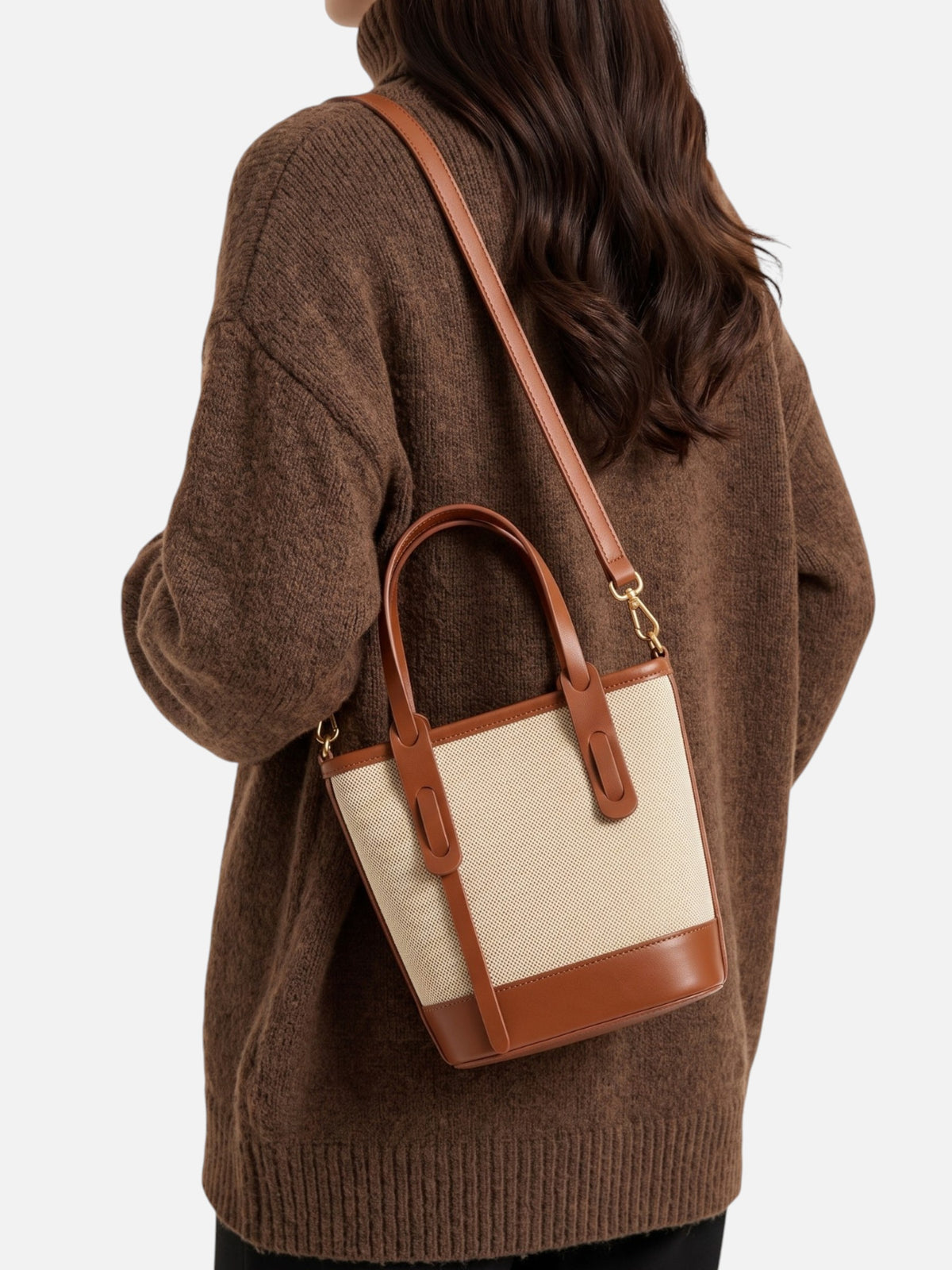 Sac Seau Femme en Toile et Simili Cuir