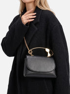 Sac Femme Bandoulière Effet Cuir Épingle Chaîne Dorée