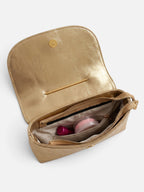 Sac Femme Bandoulière Effet Cuir Épingle Chaîne Dorée