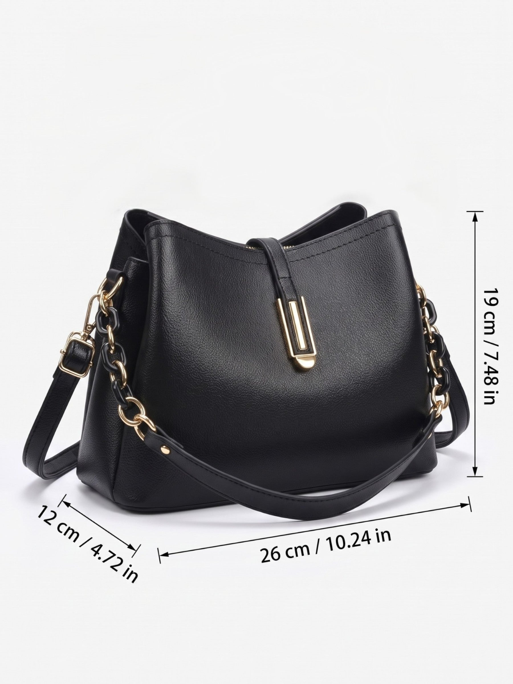 Sac Hobo Femme en Cuir Vegan à Bandoulière Chaîne