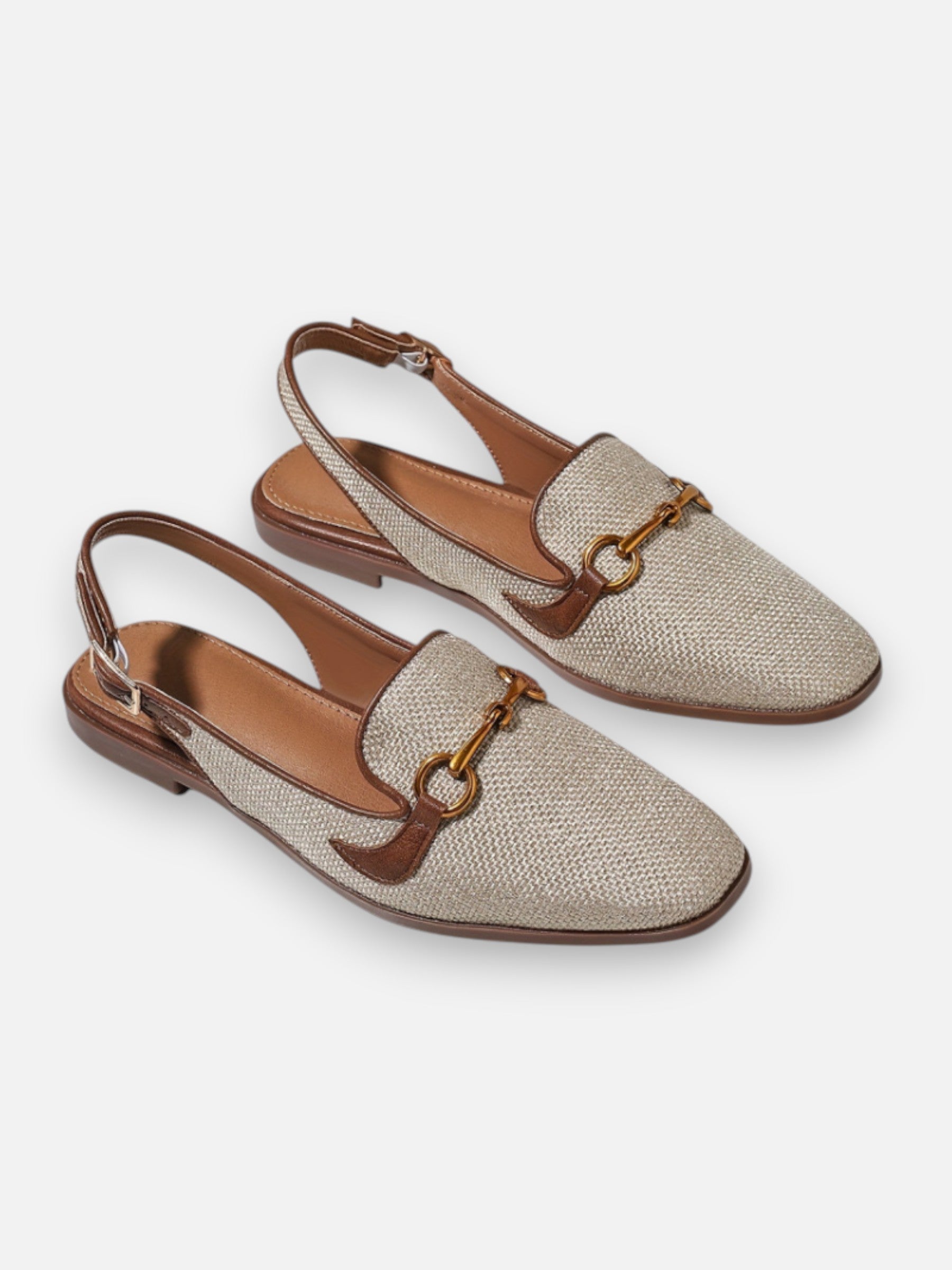 Mocassins slingback plates avec mors doré pour femme
