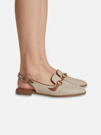 Mocasines slingback planos con detalle de bocado dorado para mujer