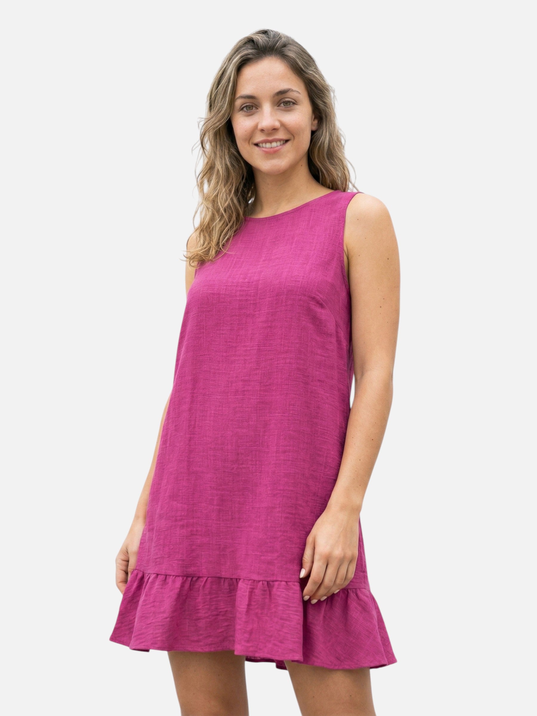 Vestido corto sin mangas con dobladillo de volantes para mujer