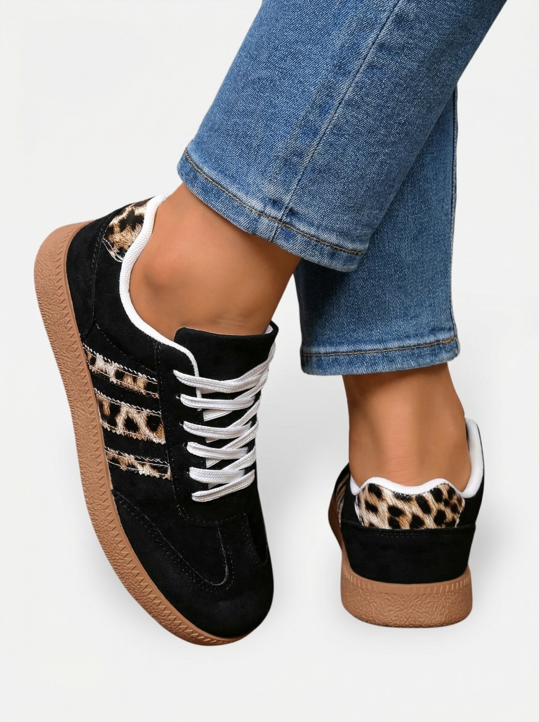 Sneakers femme légères et confortables à imprimé léopard