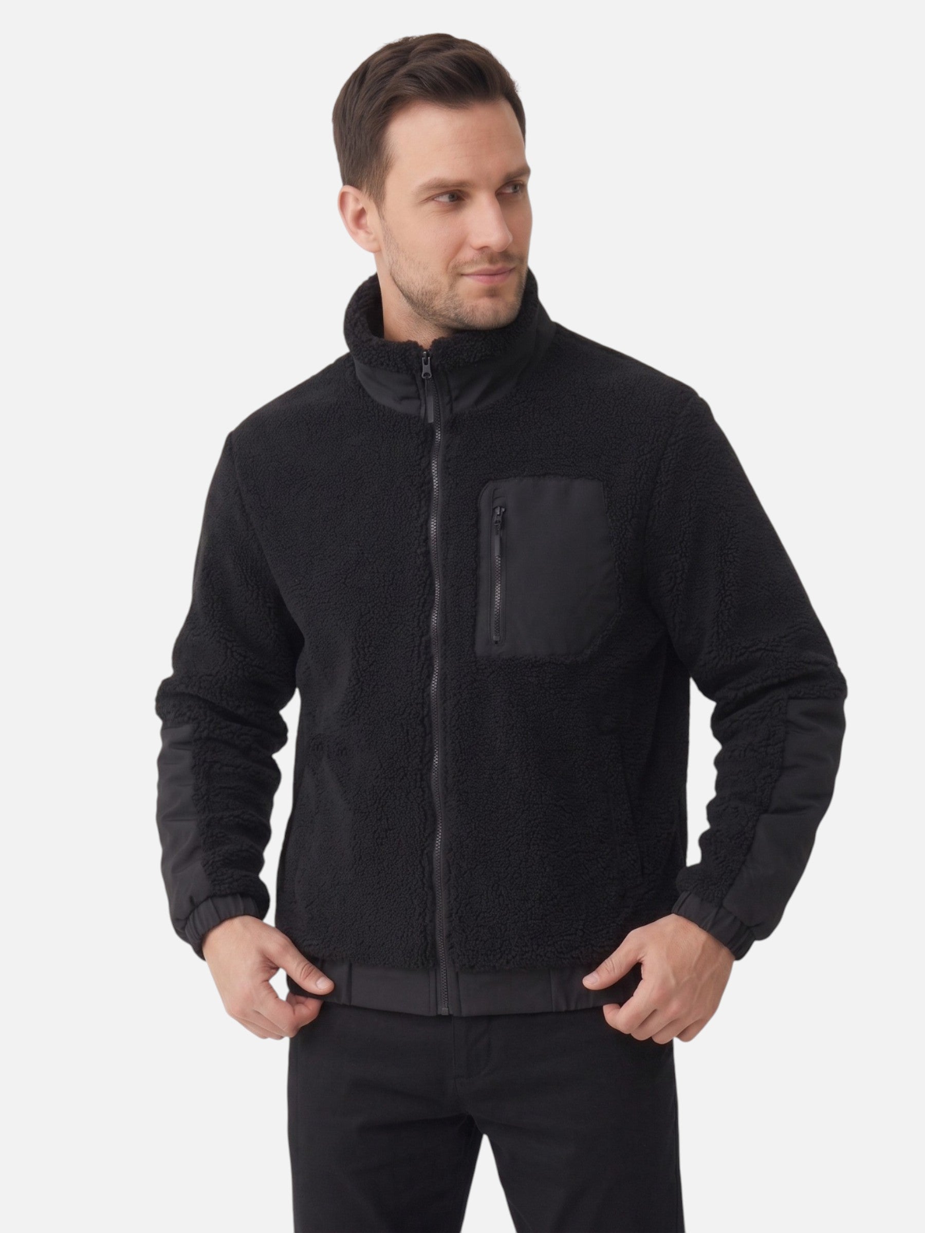Veste Homme Polaire Sherpa Bicolore Zippée