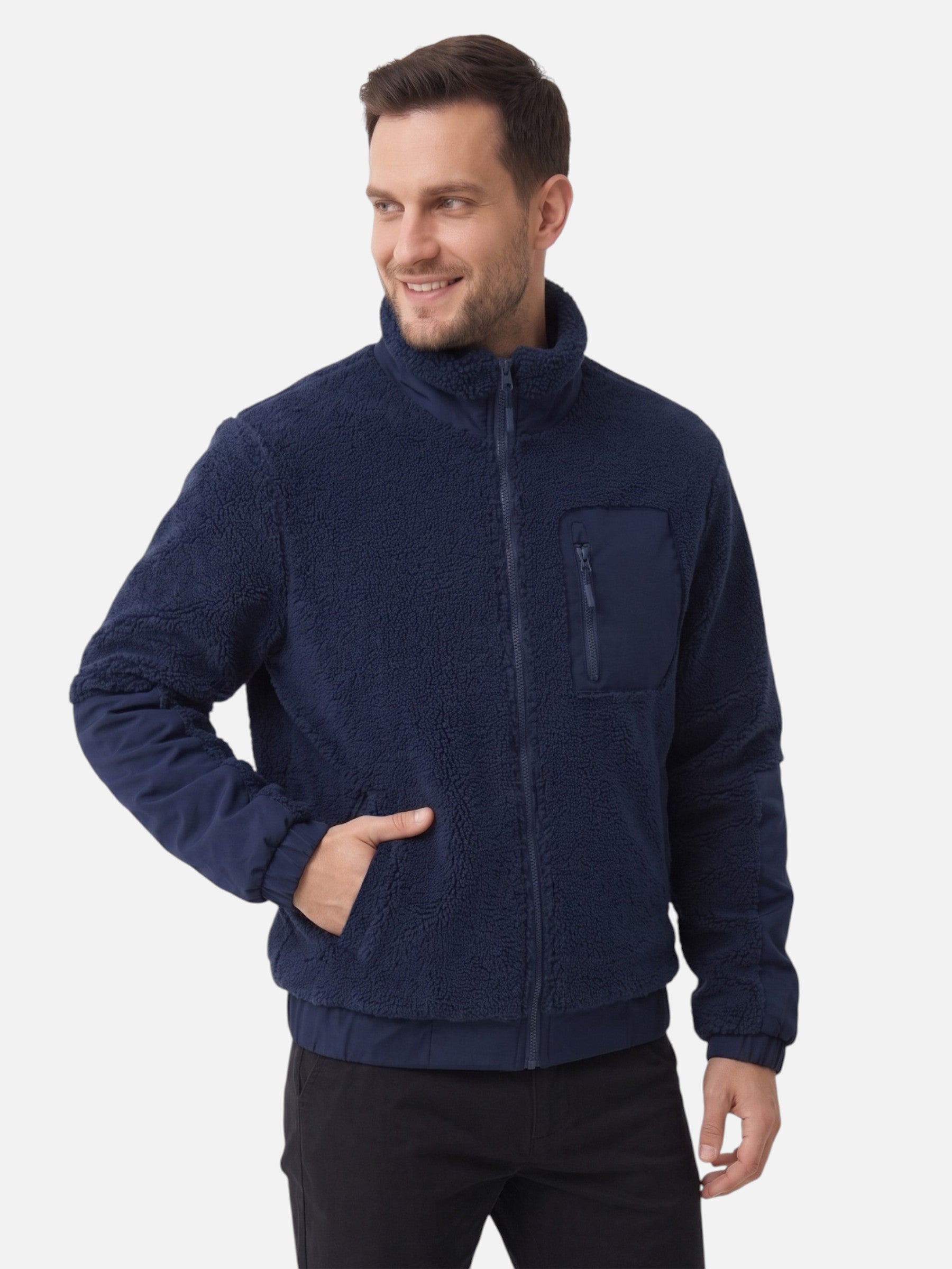 Veste Homme Polaire Sherpa Bicolore Zippée