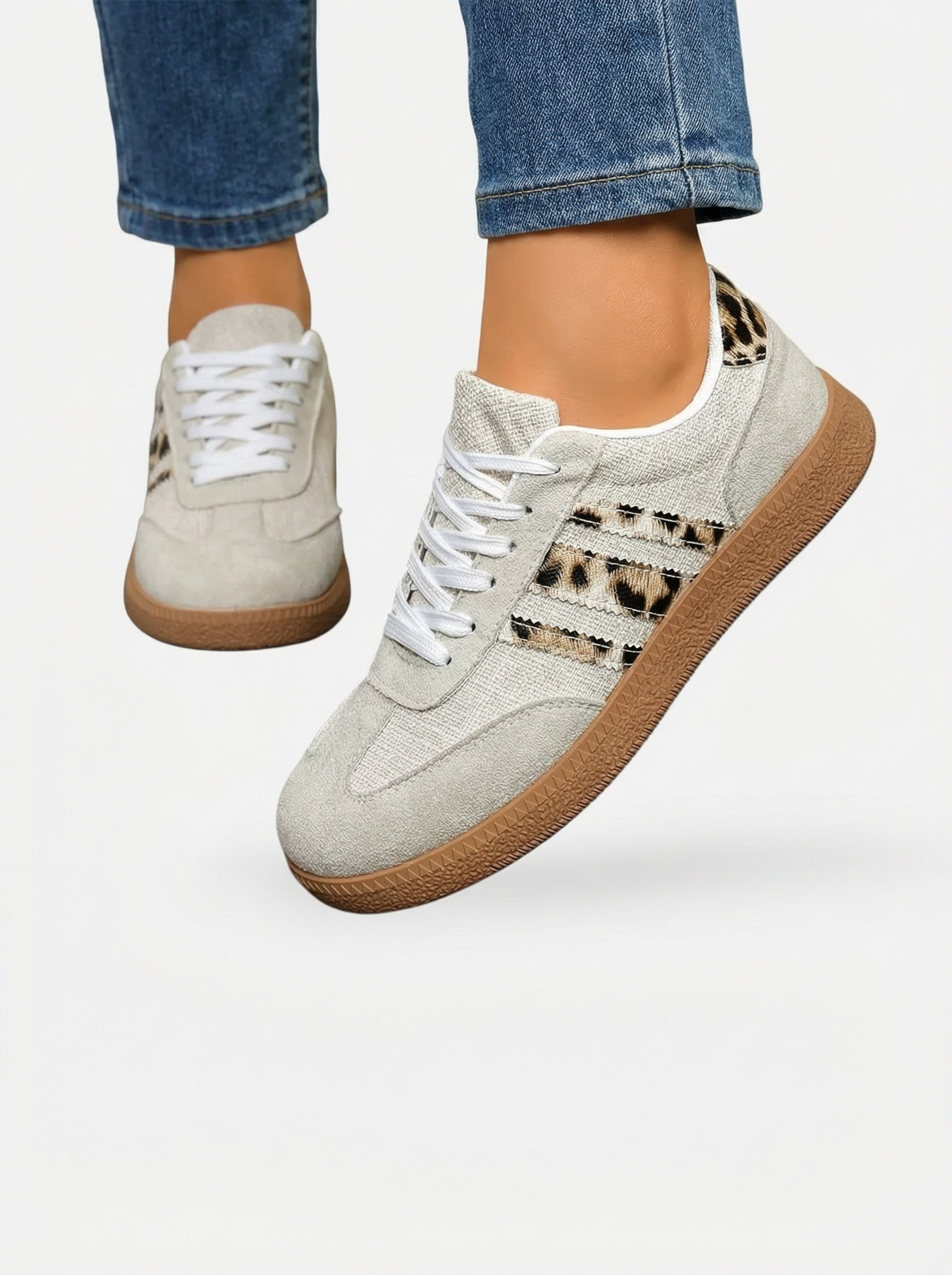 Sneakers femme légères et confortables à imprimé léopard