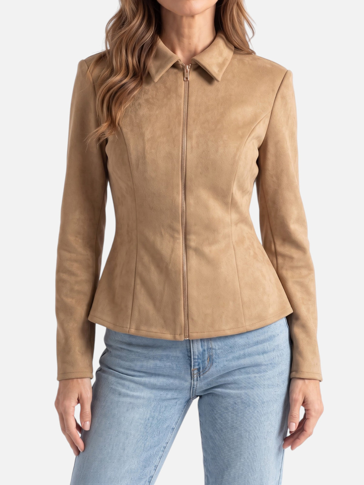 Veste Femme Suédine Cintrée Zippée