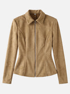 Veste Femme Suédine Cintrée Zippée