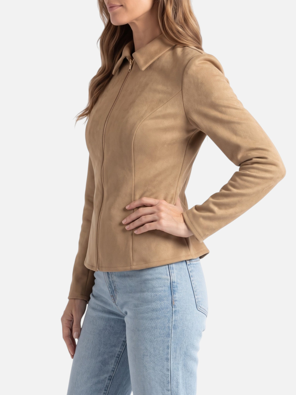 Veste Femme Suédine Cintrée Zippée
