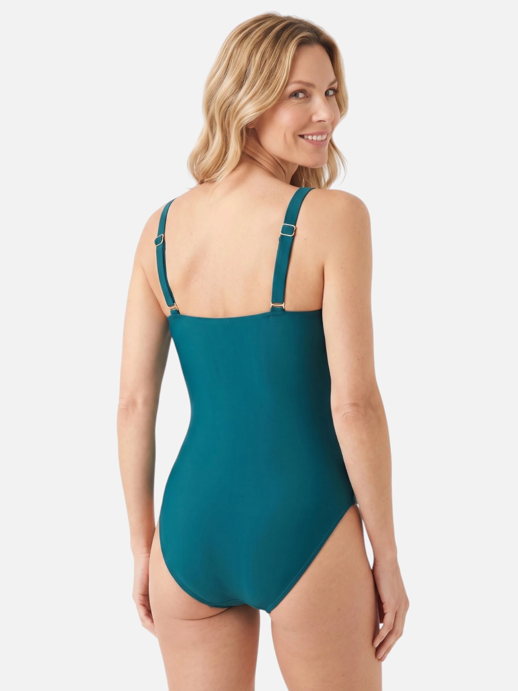 Maillot de Bain Femme Une Pièce Col V Croisé Imprimé Tropical