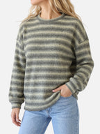 Pull Femme Rayures Dégradé Col Rond