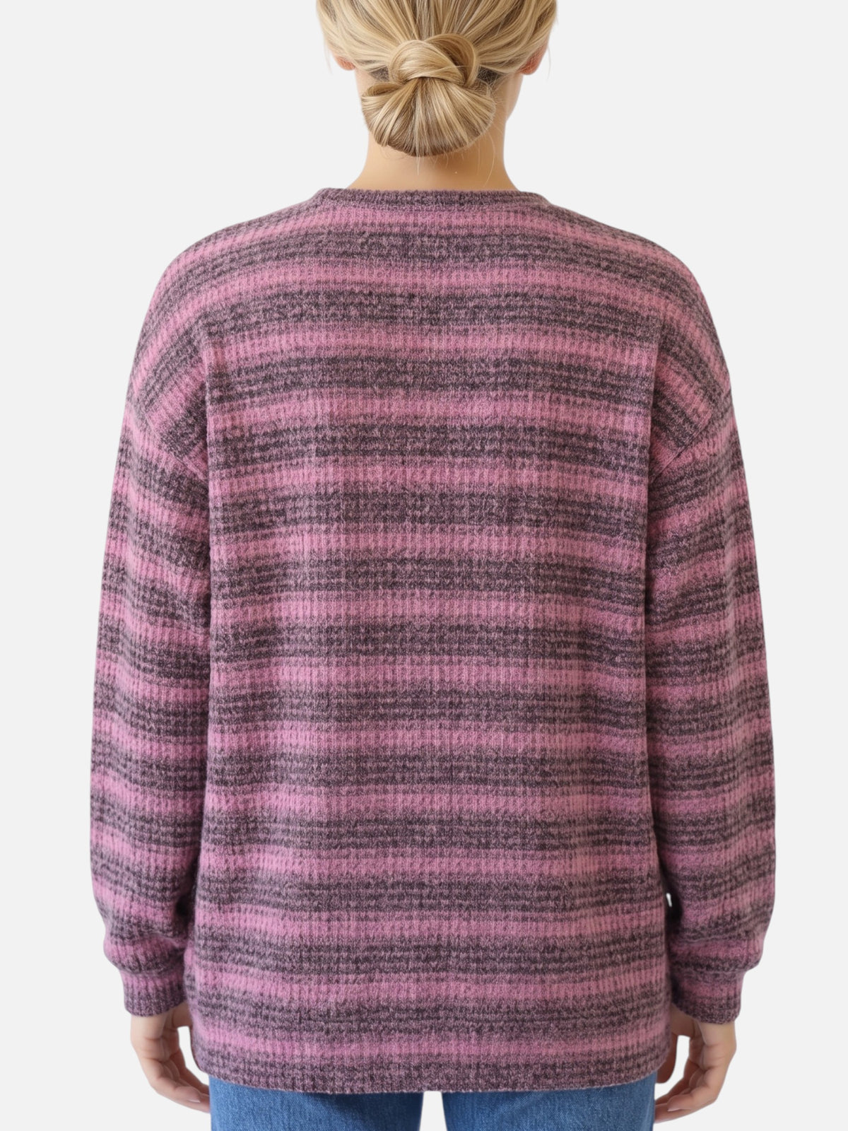 Pull Femme Rayures Dégradé Col Rond