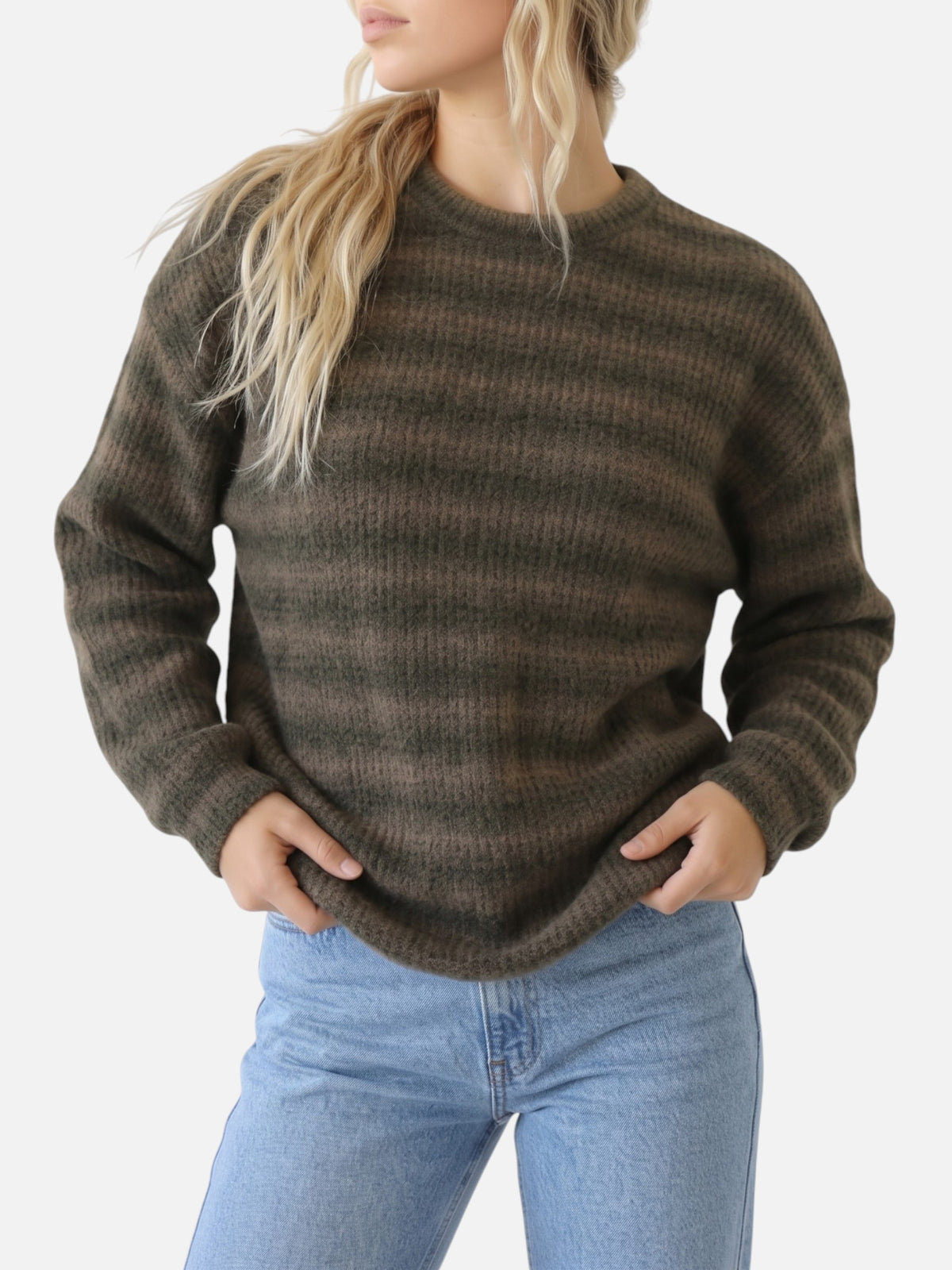 Pull Femme Rayures Dégradé Col Rond
