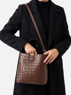 Sac Seau Femme en Cuir Tressé à Bandoulière