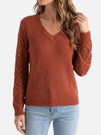 Pull Femme Col V Maille Style Crochet