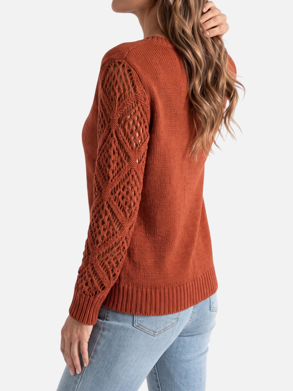 Pull Femme Col V Maille Style Crochet