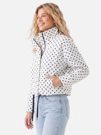 Veste Femme Courte À Pois Cordon De Serrage
