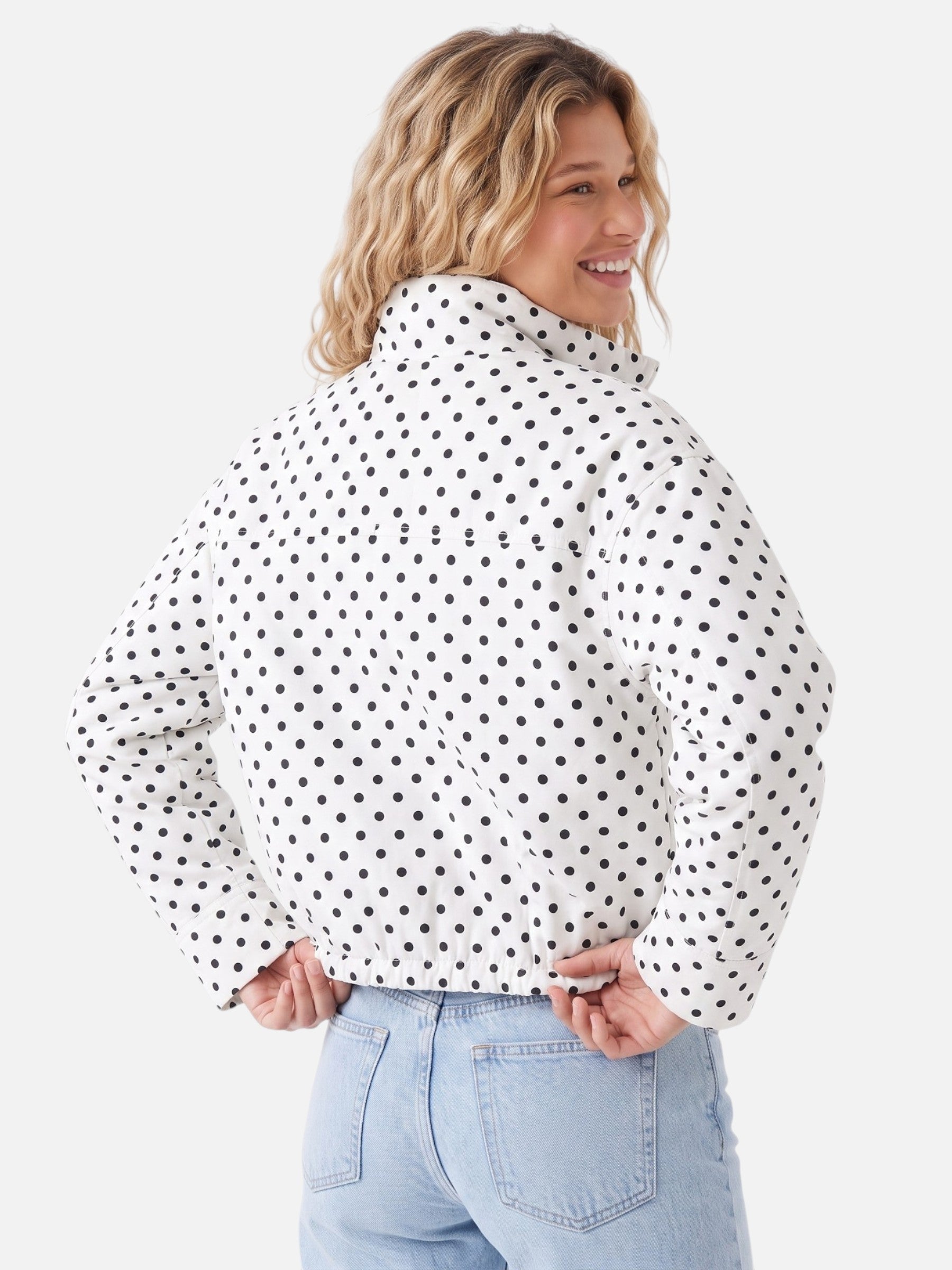 Veste Femme Courte À Pois Cordon De Serrage