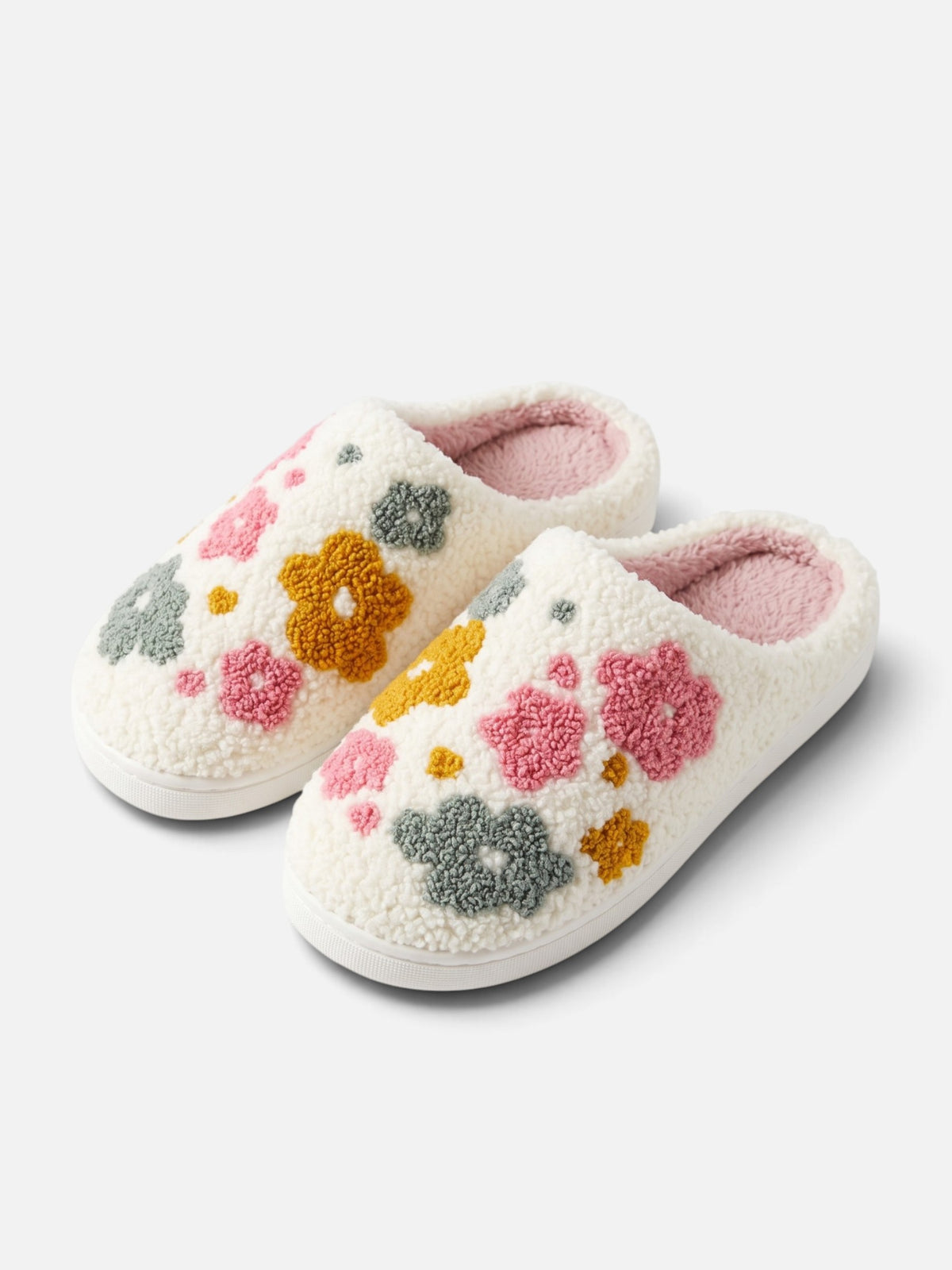 Chaussons Femme Fleuris Sherpa