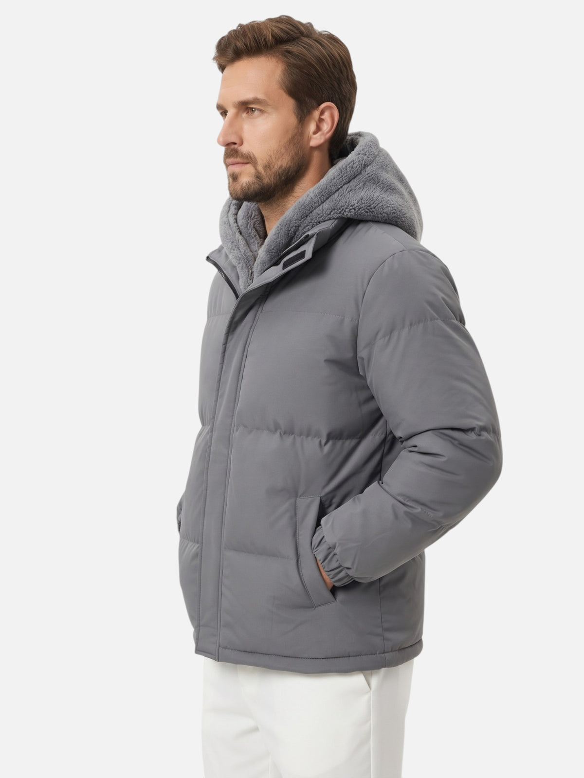 Men's Padded Fleece Lined Hooded Puffer Jacket