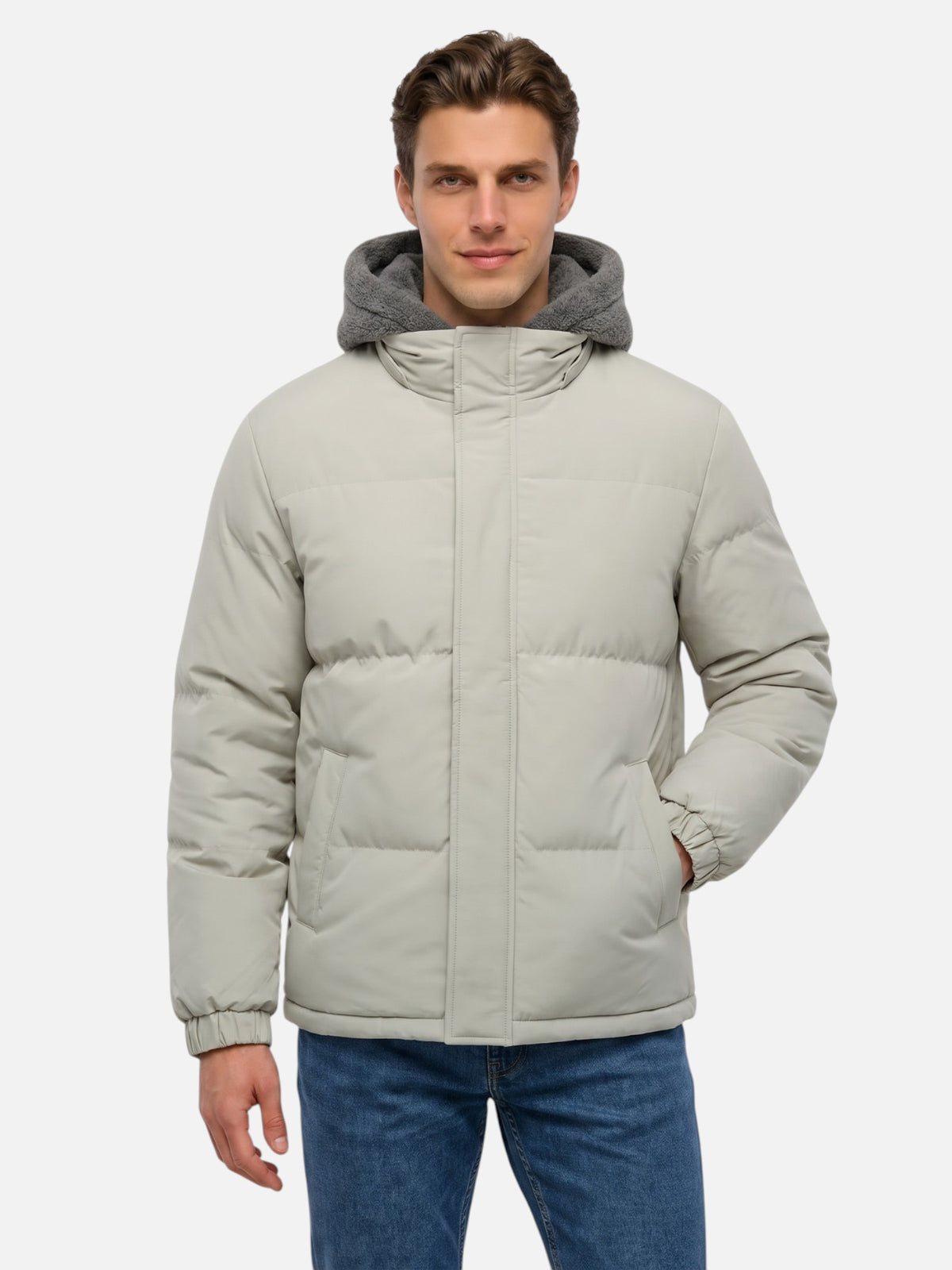 Men's Padded Fleece Lined Hooded Puffer Jacket
