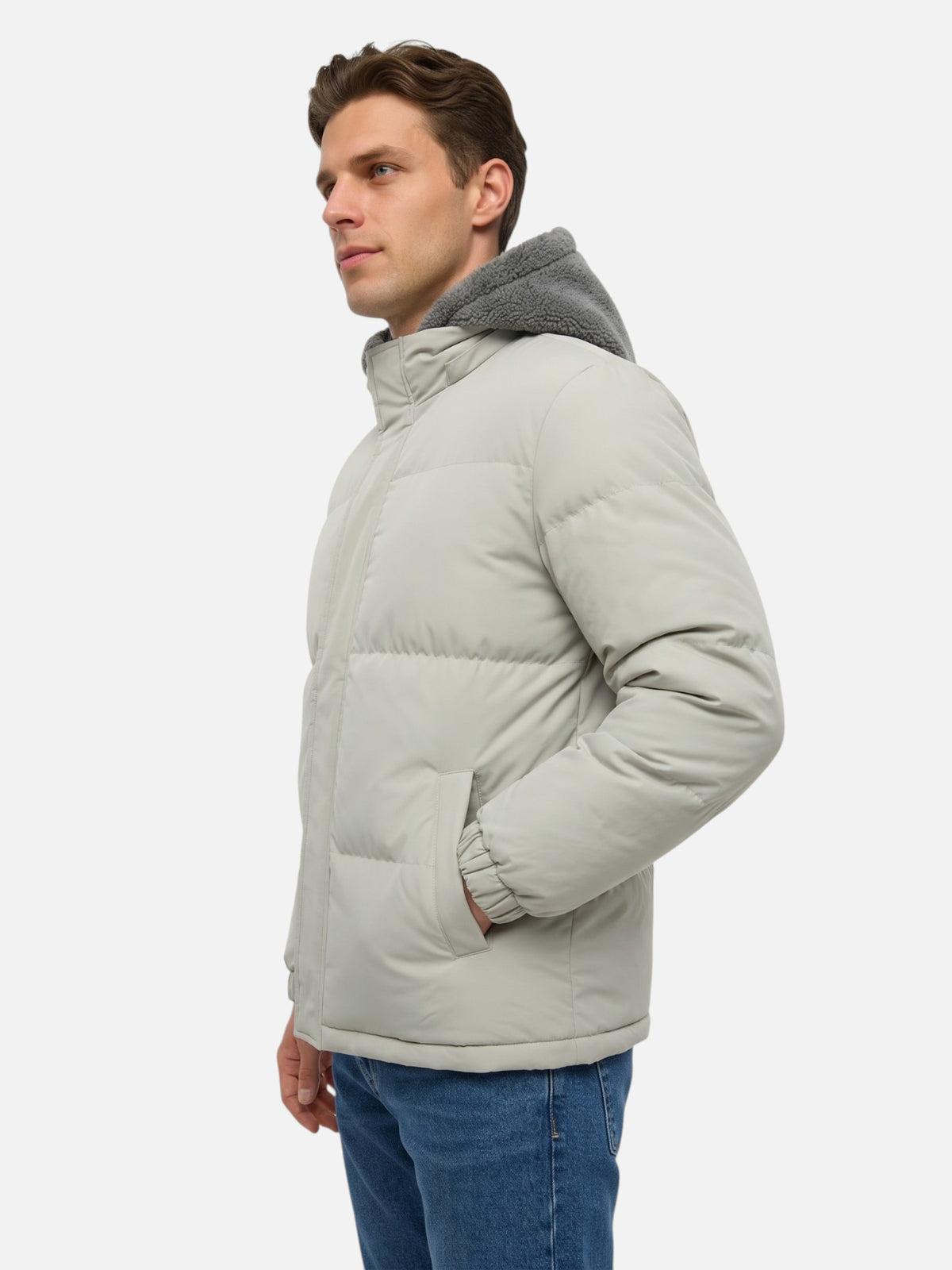Men's Padded Fleece Lined Hooded Puffer Jacket