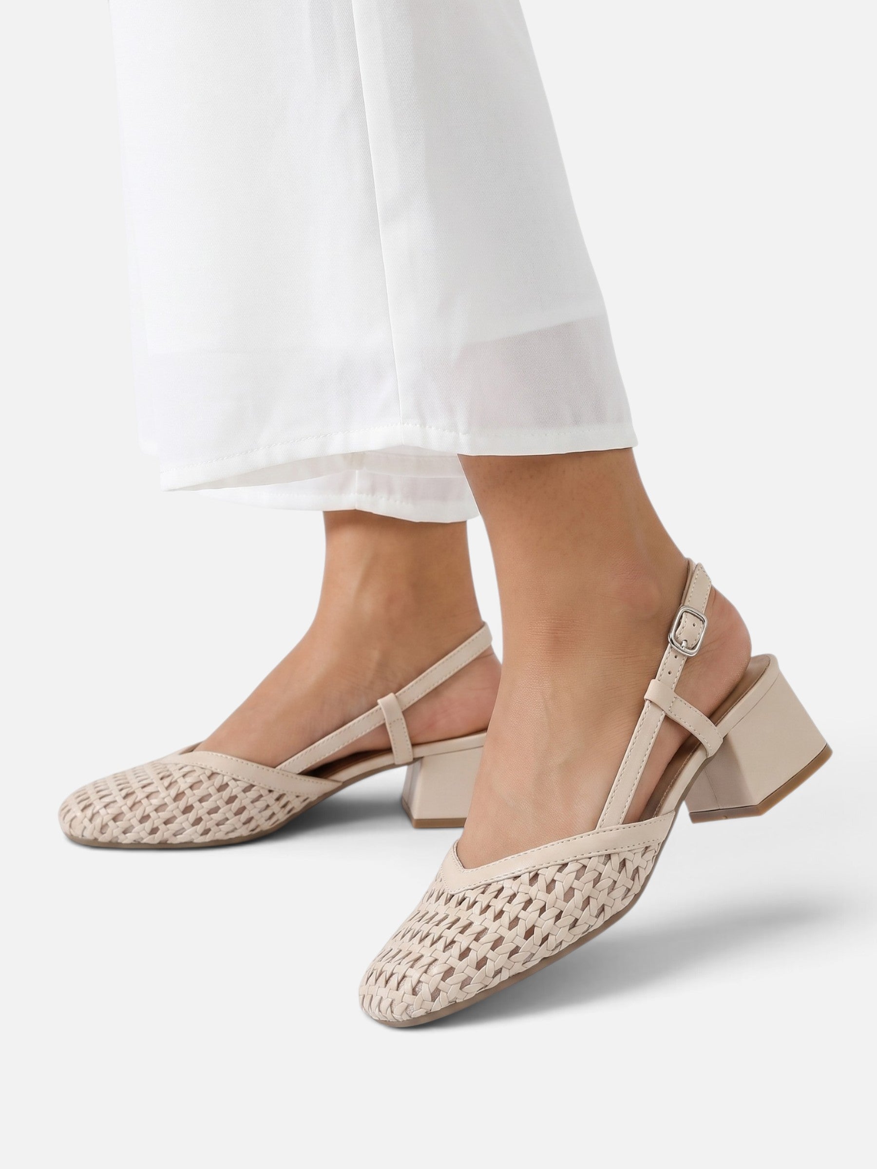 Escarpin Femme Slingback Tressé Talon Carré