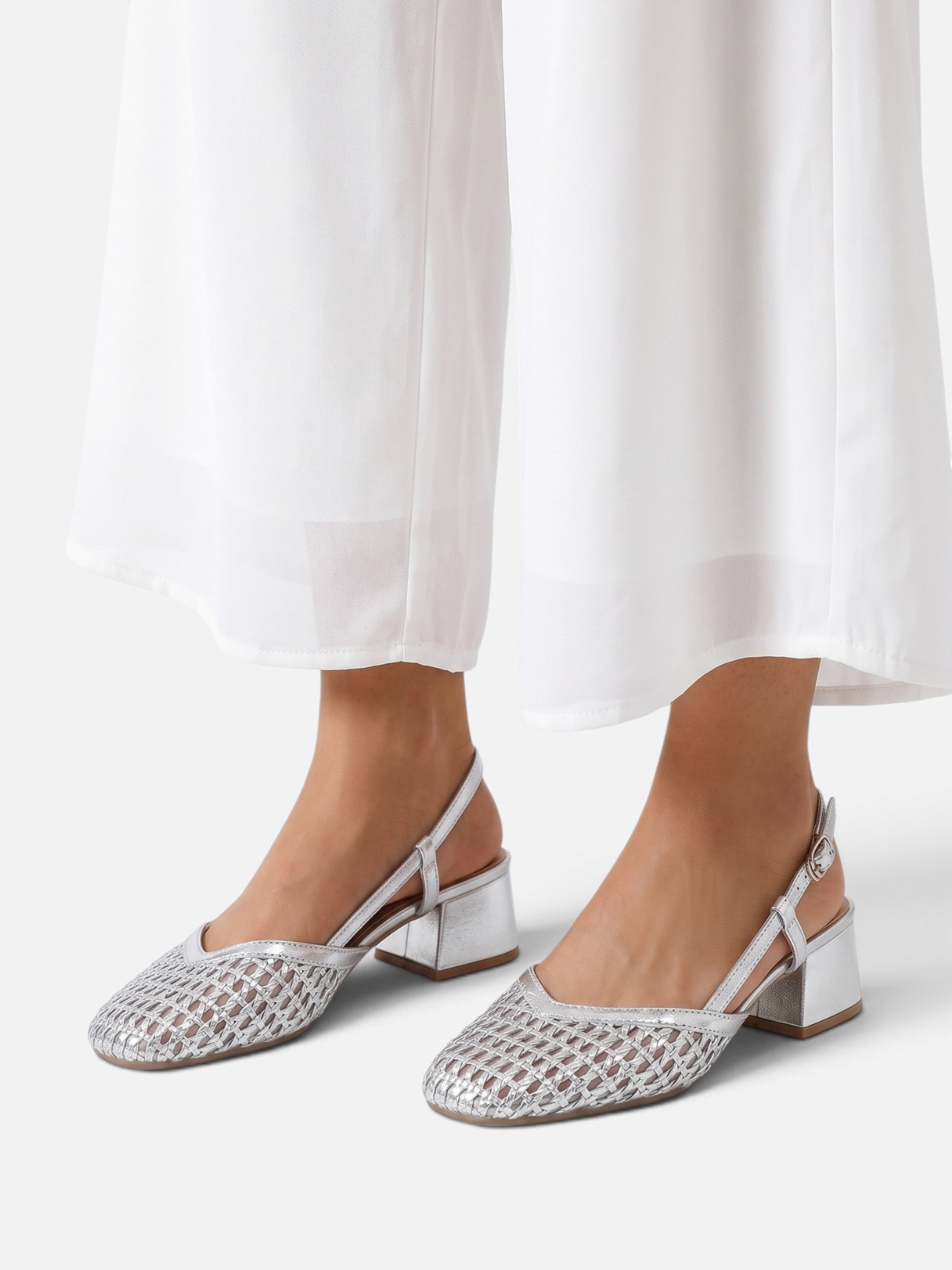 Escarpin Femme Slingback Tressé Talon Carré