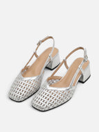 Escarpin Femme Slingback Tressé Talon Carré