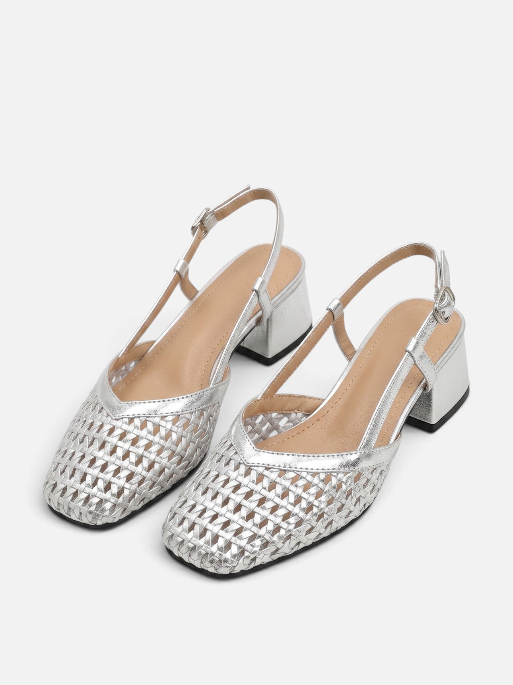 Escarpin Femme Slingback Tressé Talon Carré