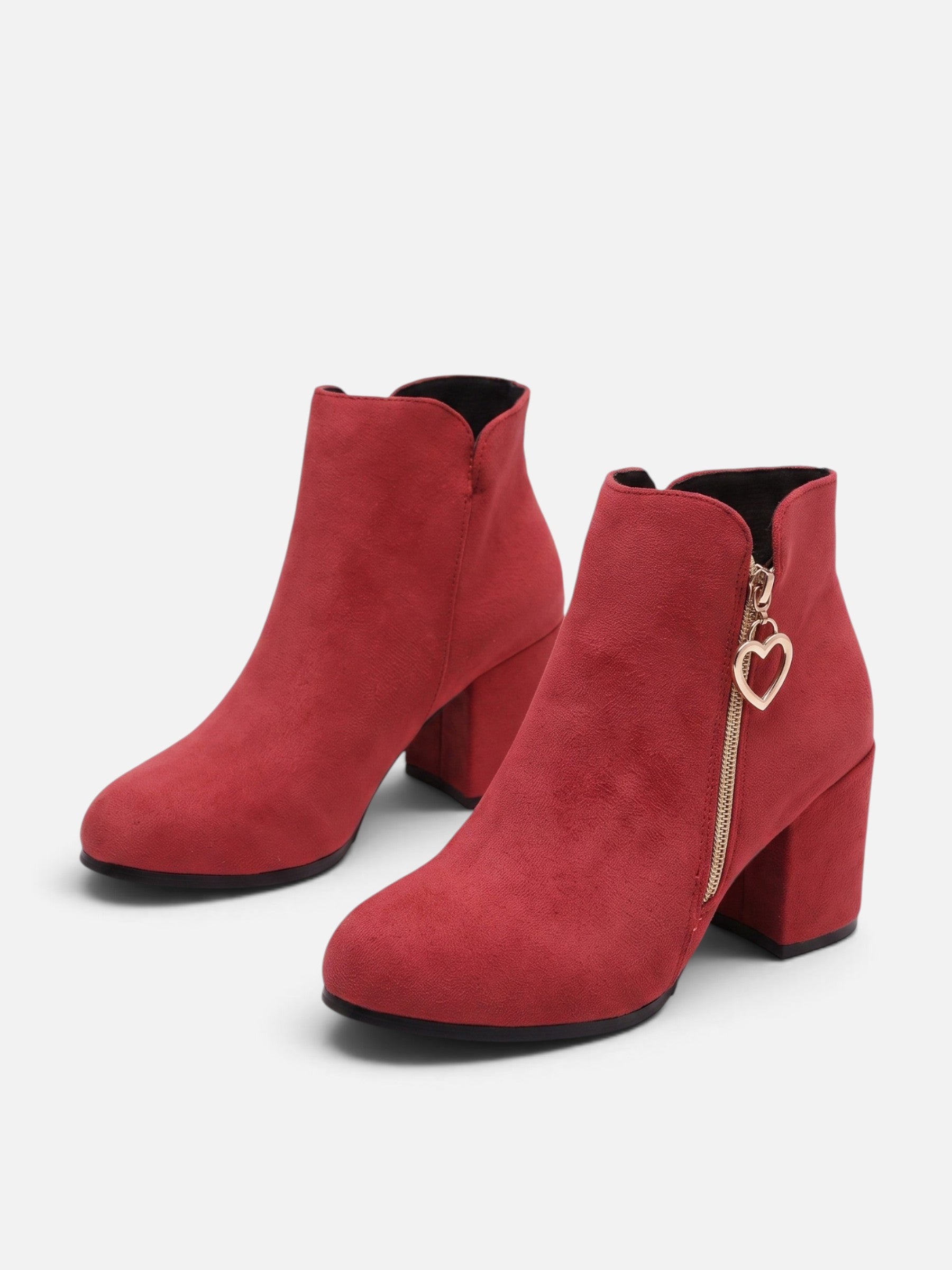 Women's Suede Side Zip Block Heel Ankle Boots