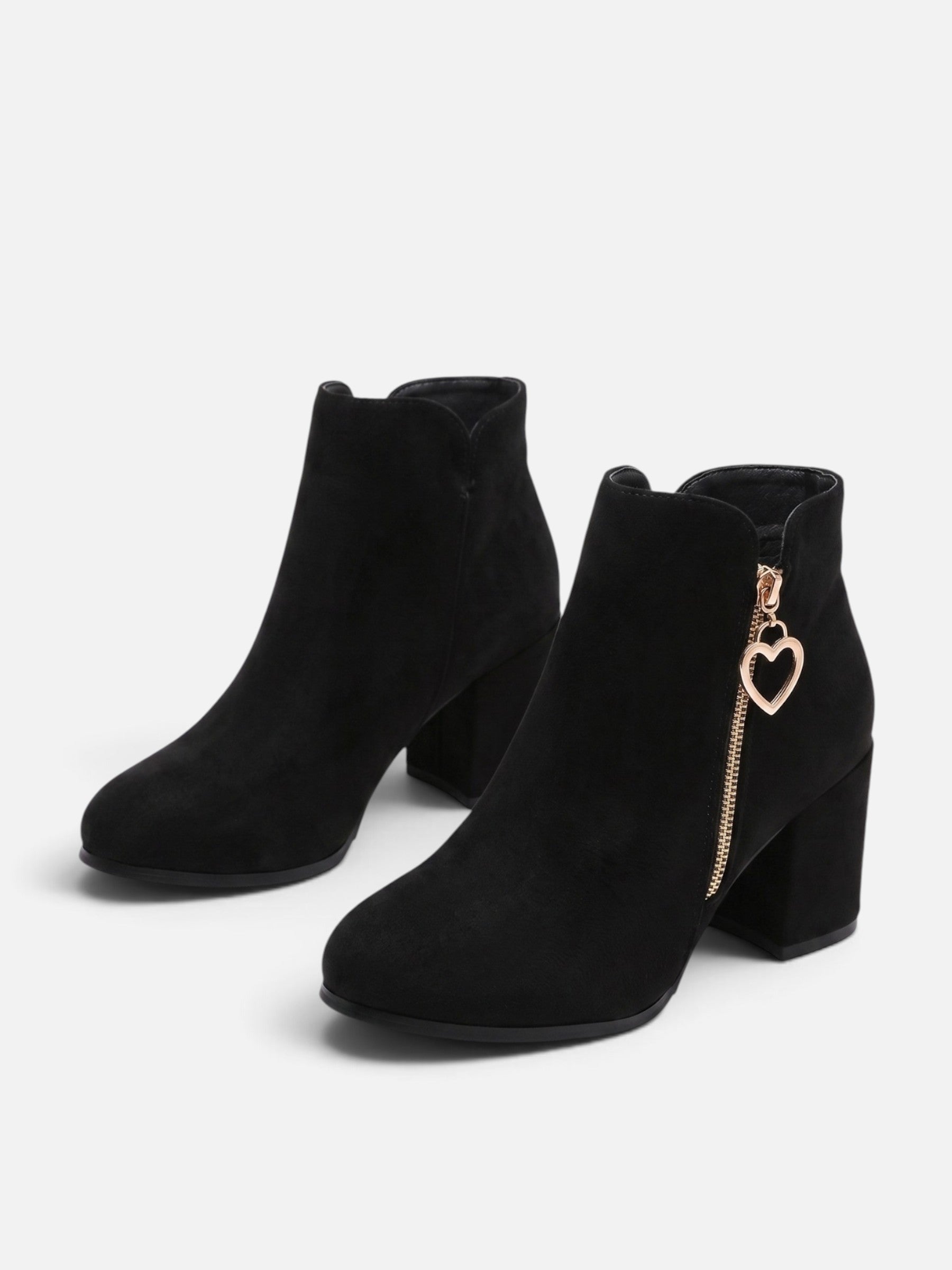 Women's Suede Side Zip Block Heel Ankle Boots
