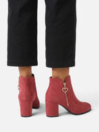 Women's Suede Side Zip Block Heel Ankle Boots
