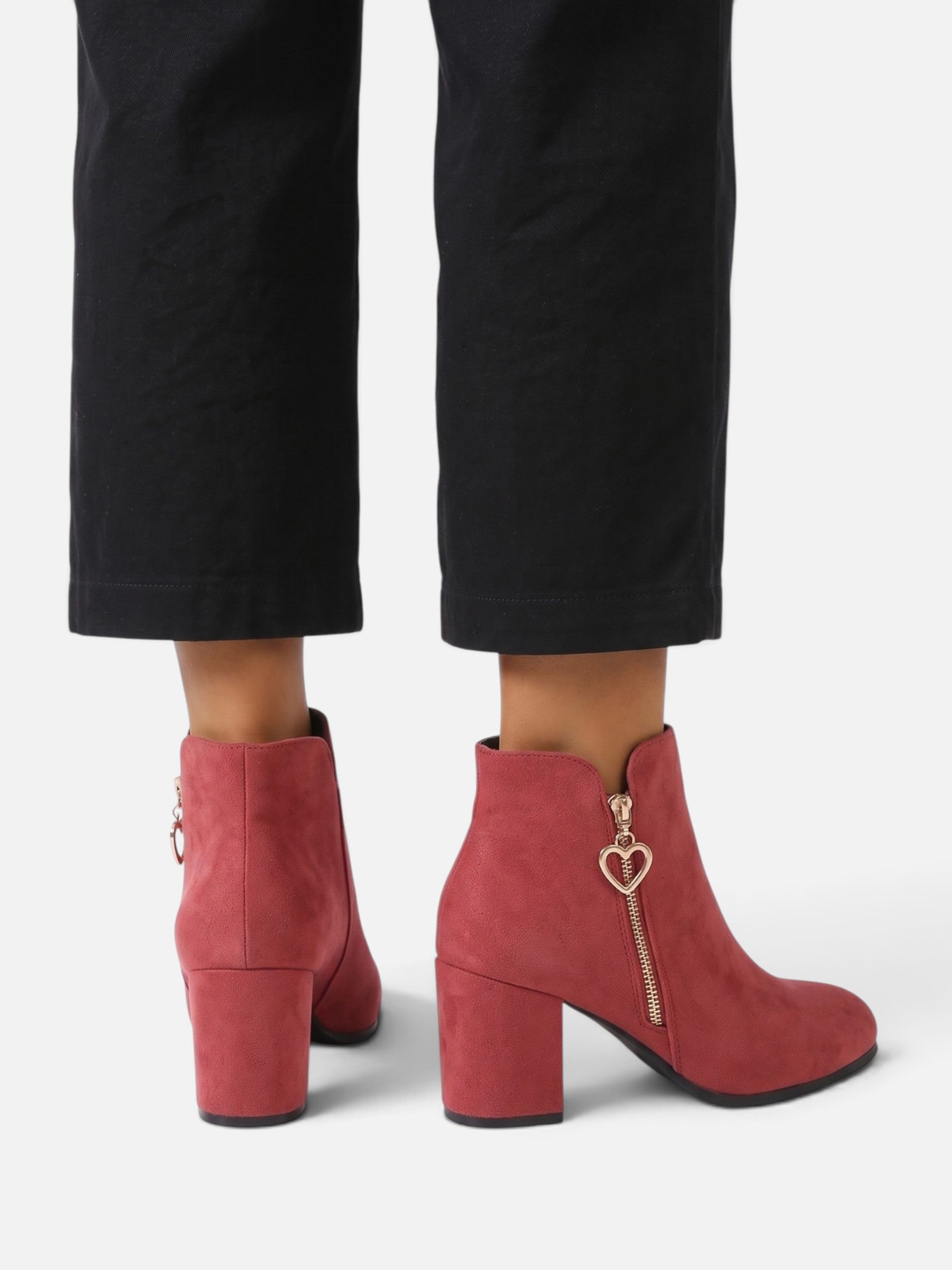 Women's Suede Side Zip Block Heel Ankle Boots