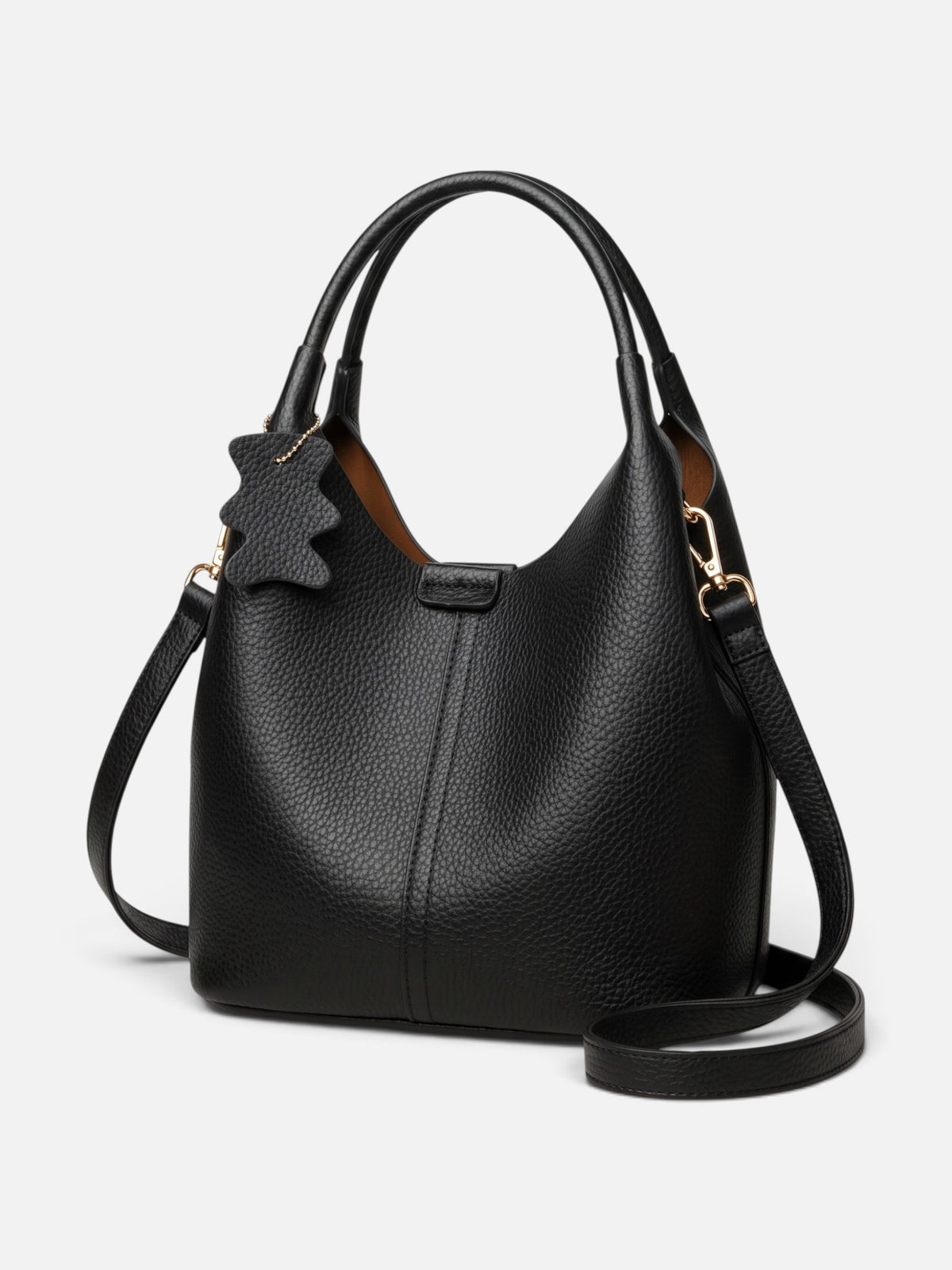 Women's Leather Look Charm Detail Hobo Bag